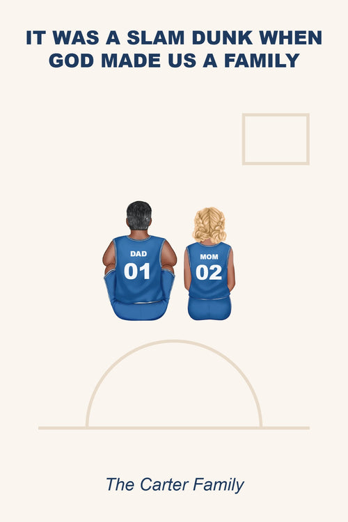 Two-figure version of the personalised basketball family poster