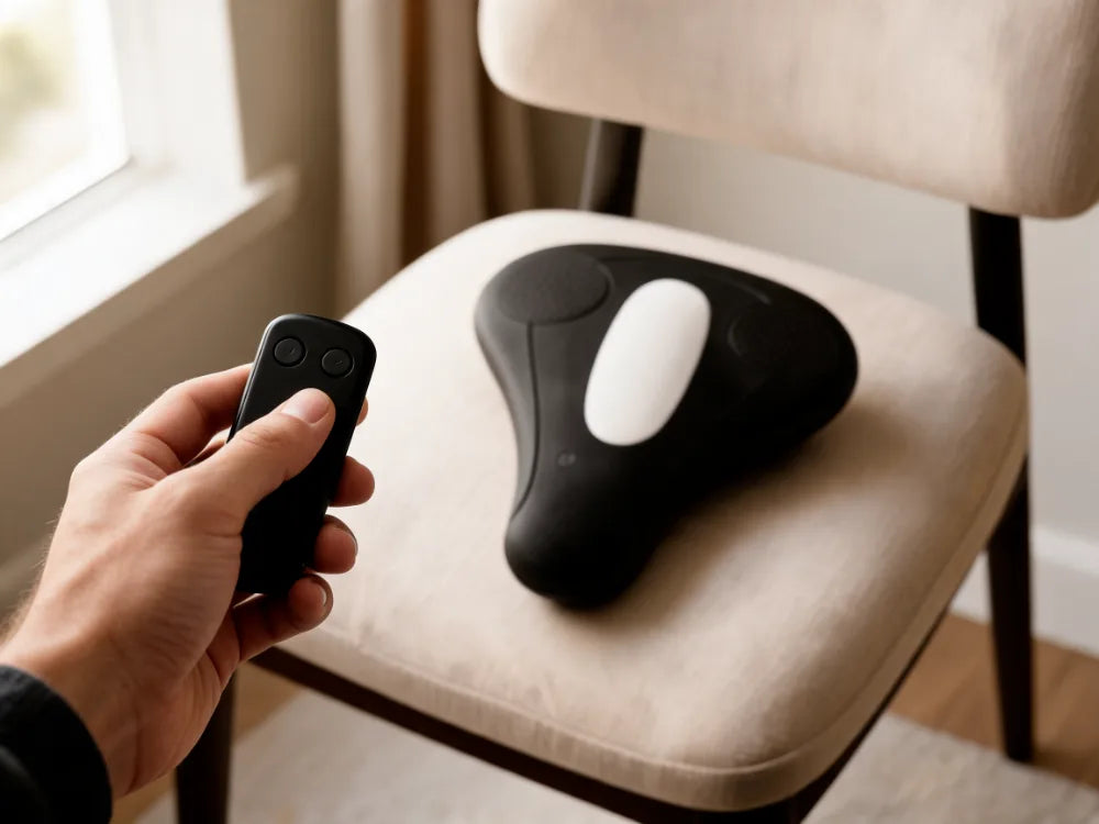 The handheld remote with two buttons